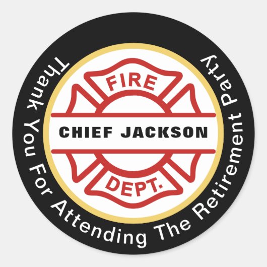 消防士ブラックレッドイエローユナイテッド ラウンドシール (正面)