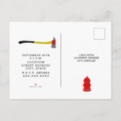 消防士ブリックファイヤートラックフレイムス誕生日 インビテーションポストカード (裏面)