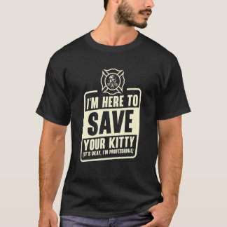 消防士プロフェッショナルレスキュー猫消防士 F Tシャツ