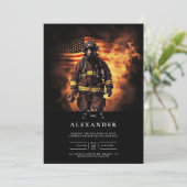 消防士ヘルメットアメリカ国旗の卒業 招待状 (スタンド正面)