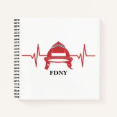 消防士ヘルメットハートビートパーソナライズされたレシピ ノートブック (正面)