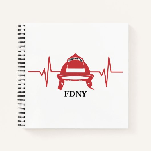 消防士ヘルメットハートビートパーソナライズされたレシピ ノートブック (正面)