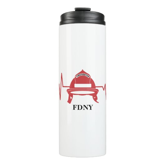 消防士ヘルメットハートビーパーソナライズされたト タンブラー (正面)