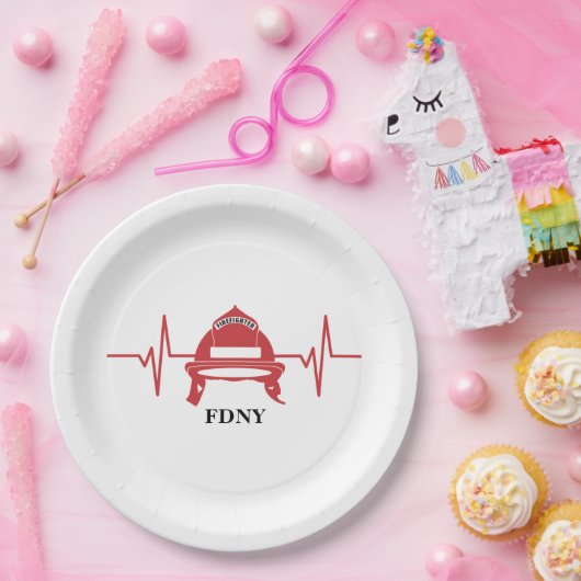 消防士ヘルメットハートビーパーソナライズされたト ペーパープレート (パーティー)