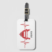 消防士ヘルメットハートビーパーソナライズされたト ラゲッジタグ (正面縦)