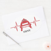 消防士ヘルメットハートビーパーソナライズされたト 楕円形シール (封筒)