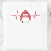 消防士ヘルメットハートビーパーソナライズされたト 楕円形シール (バッグ)