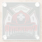 消防士ヘルメットADD NAME消防署救助 ガラスコースター (裏面)