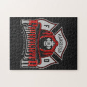 消防士ヘルメットADD NAME消防署救助 ジグソーパズル (横)