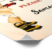 消防士ベビーシャワーのお土産 プレゼントをどうぞ ポスター (角)