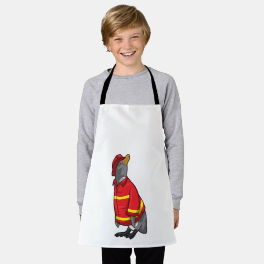 消防士ペンギン エプロン (着用した状態)