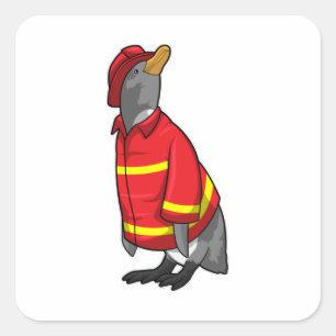 消防士ペンギン スクエアシール