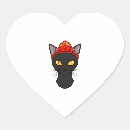 消防士ボンベイCat I猫好きI消防士Cat ハートシール (正面)