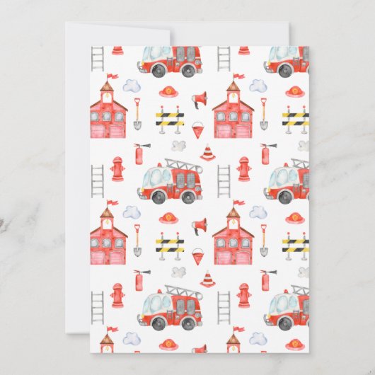 消防士ボーイベビーシャワー招待状 招待状 (裏面)