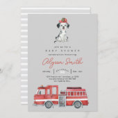 消防士ボーイベビーシャワー招待状 招待状 (正面/裏面)