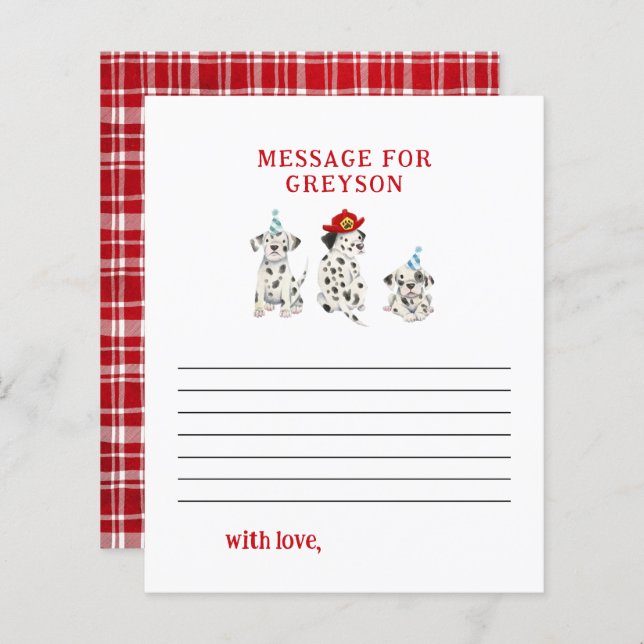 消防士ボーイ誕生日タイムカプセルメッセージカード (正面/裏面)