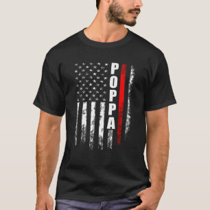 消防士ポッパアメリカ国旗の父の日M Tシャツ