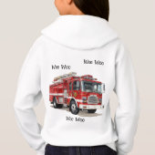 消防士ママの消防車デザイン Hoodie 白 (裏面)