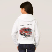 消防士ママの消防車デザイン Hoodie 白 (裏面フル)