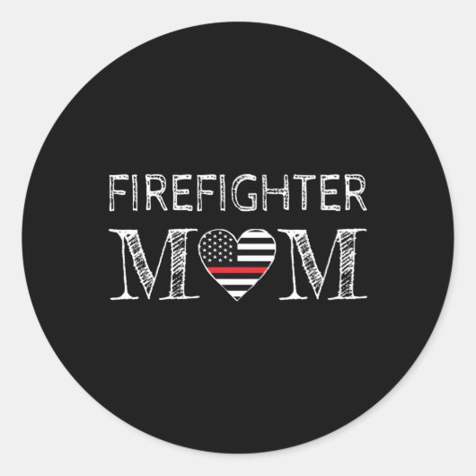 消防士ママ母は薄い赤いラインFをサポート ラウンドシール (正面)
