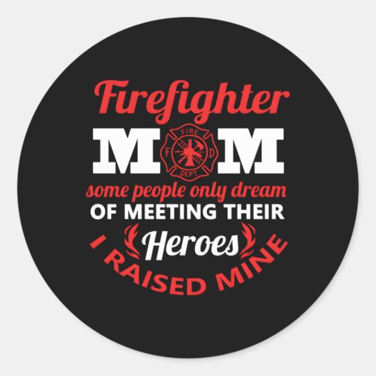 消防士ママ火誇りを持ったママ母の日 ラウンドシール (正面)