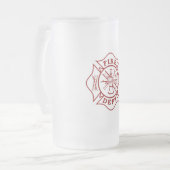 消防士マルチーズクロスすり付きガラスマグ フロストグラスビールジョッキ (正面左)