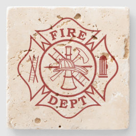 消防士マルチーズクロストラバーチンコースター ストーンコースター