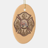 消防士マルチーズクロス楕円オーナメント セラミックオーナメント (右)