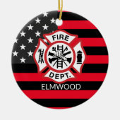 消防士マルチーズクロス セラミックオーナメント (正面)