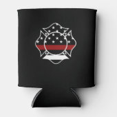 消防士マルチーズクロス&薄い赤線 缶クーラー (正面)