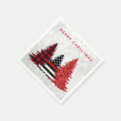 消防士メリークリスマスツリーレッドグリッタープレイド スタンダードカクテルナプキン (角)