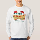 消防士メリークリスマスハッピーニューイヤーレトロ Tシャツ (正面)