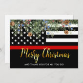 消防士メリークリスマスレッドラインありがとう シーズンカード (正面/裏面)