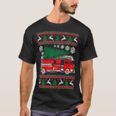 消防士メリー醜いクリスマスセーターおもしろいTsh Tシャツ (正面)