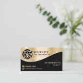 消防士モダン金ゴールド消防士 名刺 (スタンド正面)