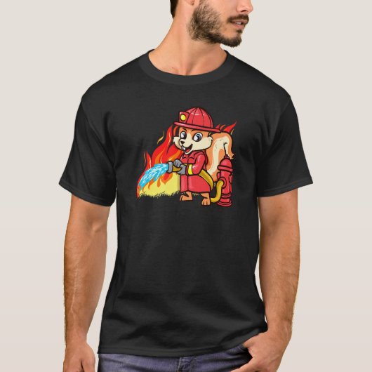 消防士リスおもしろいレル消防士911火炎 Tシャツ (正面)