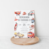 消防士レスキューをテーマにした少年たち3rd誕生日パーティー 招待状