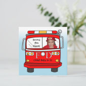 消防士レスキューフォト リトルファイヤーマン誕生日 招待状 (スタンド正面)