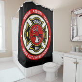 消防士レスキューADD NAME消防署バッジ シャワーカーテン (インサイチュ)