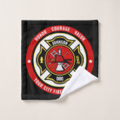 消防士レスキューADD NAME消防署バッジ バスタオルセット (ウォッシュタオル)