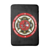 消防士レスキューADD NAME消防署バッジ バスマット (正面縦)