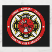 消防士レスキューADD NAME消防署バッジ ビールラベル (シングルラベル)