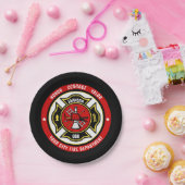 消防士レスキューADD NAME消防署バッジ ペーパープレート (パーティー)