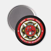 消防士レスキューADD NAME消防署バッジ マグネット (正面/裏面)