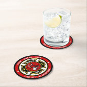 消防士レスキューADD NAME消防署バッジ ラウンドペーパーコースター (インサイチュ)