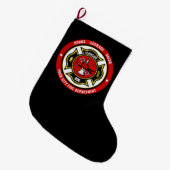 消防士レスキューADD NAME消防署バッジ ラージクリスマスストッキング (正面 (吊り時))