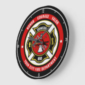 消防士レスキューADD NAME消防署バッジ ラージ壁時計 (傾斜)