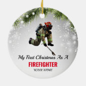 消防士レッドラインとして私の最初のクリスマス セラミックオーナメント (裏面)