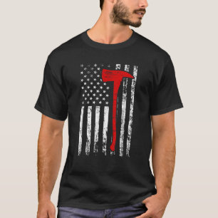 消防士レッドAX動揺してアメリカ国旗Ba Tシャツ