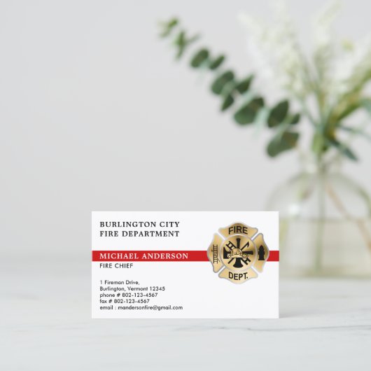 消防士ロパーソナライズされたゴQR消防署 名刺 (スタンド正面)